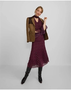 Миди-юбка с рисунком бордового цвета Silbon