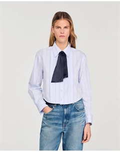 Женская короткая рубашка с съемным галстуком, синий/черный Sandro