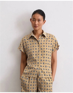 Женская блузка с обычным кроем из вискозного саржевого материала с принтом, бежевый Marc o'polo