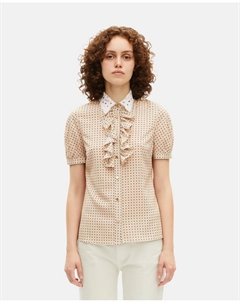 Женская рубашка в горошек с коротким рукавом, бежевый The kooples