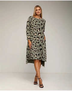 Оверсайз платье с анималистическим принтом, военный зеленый Tantra