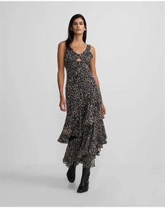 Длинное платье с анималистичным синим принтом Silbon