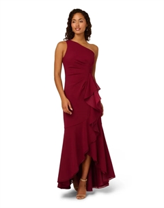 Платье с асимметричным вырезом и юбкой с оборками, красный Adrianna papell