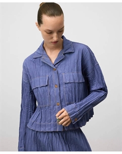 Женская рубашка из ткани кранкл с длинным рукавом, синий Adolfo dominguez