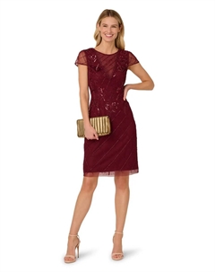 Прозрачное платье с бисером, красный Adrianna papell