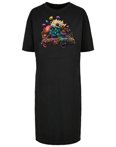Короткое платье Oversize Kleid Blumen Auto, черный F4nt4stic