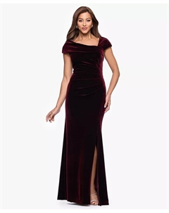 Женское бархатное платье с асимметричным вырезом и рукавами-крылышками Xscape