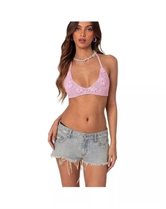 Женский бюстгальтер-топ Missy Crochet, розовый Edikted