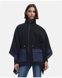 Комбинированный денимовый пончо, бежевый Desigual