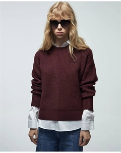 Джемпер из трикотажа с фактурной вязкой, бордовый Сфера