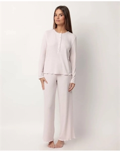 Женская пижама с длинными штанинами из вязаного трикотажа, розовый Admas