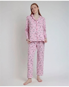 Женская длинная пижама с открытой вязкой из розового хлопка Disney