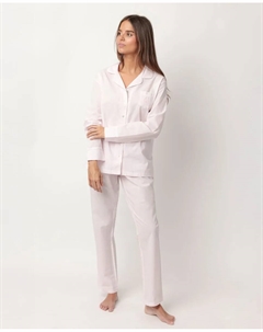Женская длинная открытая пижама из поплиновой ткани, розовый Admas