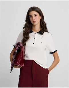 Женская футболка поло черно-белая Silbon