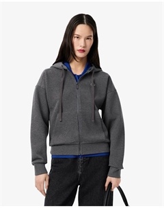 Женская толстовка с капюшоном из пике на молнии, светло-серый Lacoste