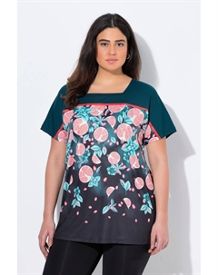 Женская функциональная рубашка свободного покроя с квадратным вырезом и короткими рукавами Ulla popken