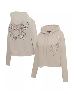 Женский светло-коричневый укороченный пуловер с капюшоном «Лило и Стич» с поцелуем носов Freeze max