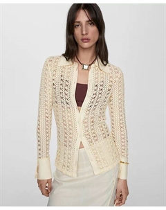 Женская рубашка обычного вязания крючком, бежевый Mango