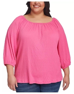 Топ больших размеров с рукавами 3/4, розовый Tommy hilfiger