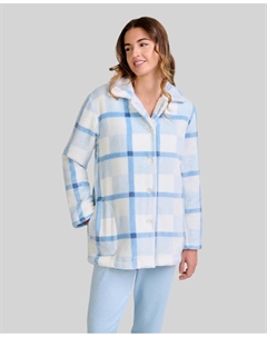 Женский короткий халат в клетку, небесно-голубой Lohe