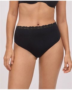 Высокие хлопковые трусы с кружевом , черный Ysabel mora