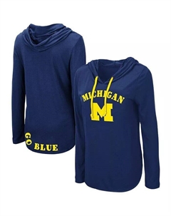 Женская темно-синяя футболка Michigan Wolverines My Lover с капюшоном и длинными рукавами Colosseum