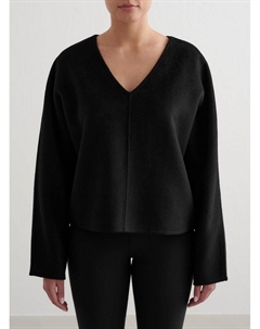 Женская шерстяная толстовка с V-образным вырезом черного цвета Aim'n