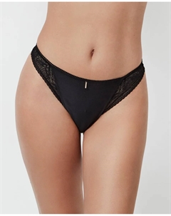 Трусики-танга с цветочным кружевом, черный Selmark