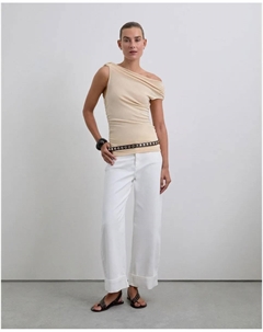 Женский топ с асимметричным вырезом и сборками по бокам, бежевый Scalpers