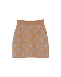 SS23 Мини-юбка на эластичном поясе с монограммным принтом, цвет Camel Burberry