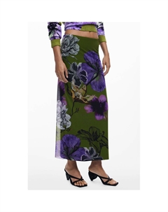 Зеленая женская юбка из полиэстера, зеленый Desigual