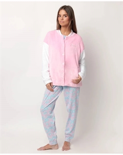 Женский халат с длинными рукавами из теплой ткани розового цвета Barbie