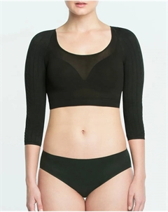 Женская короткая базовая футболка с французским рукавом, черный Spanx