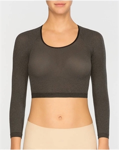 Базовая короткая женская футболка из полупрозрачного трикотажа, темно-серый Spanx