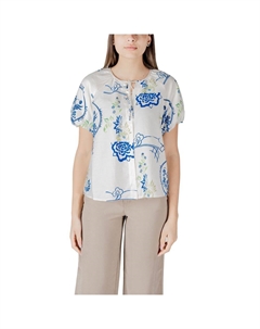 Белая вискозная кофта с короткими рукавами, белый Ichi