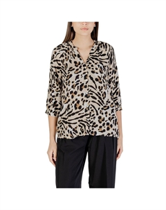 Бежевая рубашка из вискозы, бежевый Ichi