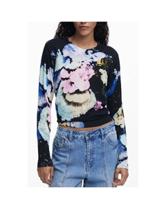 Черный льняной женский свитер Desigual