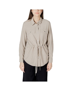 Бежевая рубашка из вискозы, бежевый Only