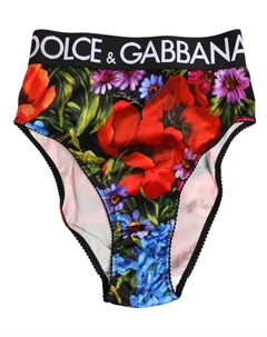Трусики с высокой талией и разноцветным цветочным принтом, мультиколор Dolce&gabbana