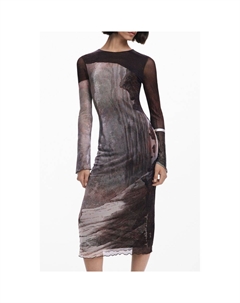 Коричневое женское платье из полиэстера, коричневый Desigual