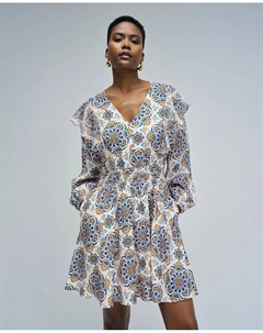 Женское короткое платье с принтом, светло-бежевый Salsa jeans