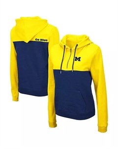 Женская толстовка с капюшоном Maize, Navy Michigan Wolverines Aidan Half-Zip Colosseum
