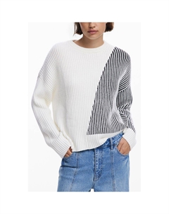 Белый хлопковый женский свитер Desigual