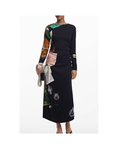 Черное женское платье из вискозы, черный Desigual