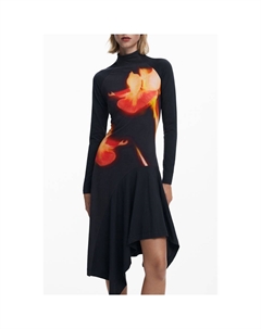 Черное хлопковое женское платье, черный Desigual