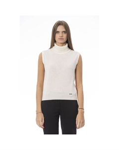 Белая шерстяная кофточка без рукавов, белый Baldinini trend