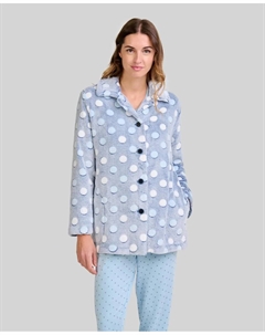 Женский короткий халат в горошек, небесно-голубой Lohe