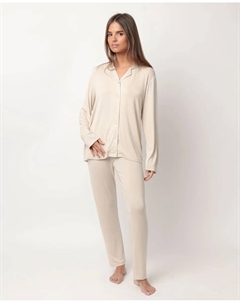 Женская длинная открытая пижама из модального трикотажа, кремовый Admas