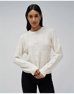 Женский свитер с блестящими аппликациями, бежевый Salsa jeans