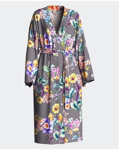 Женский халат с цветочным принтом, серый Impetus